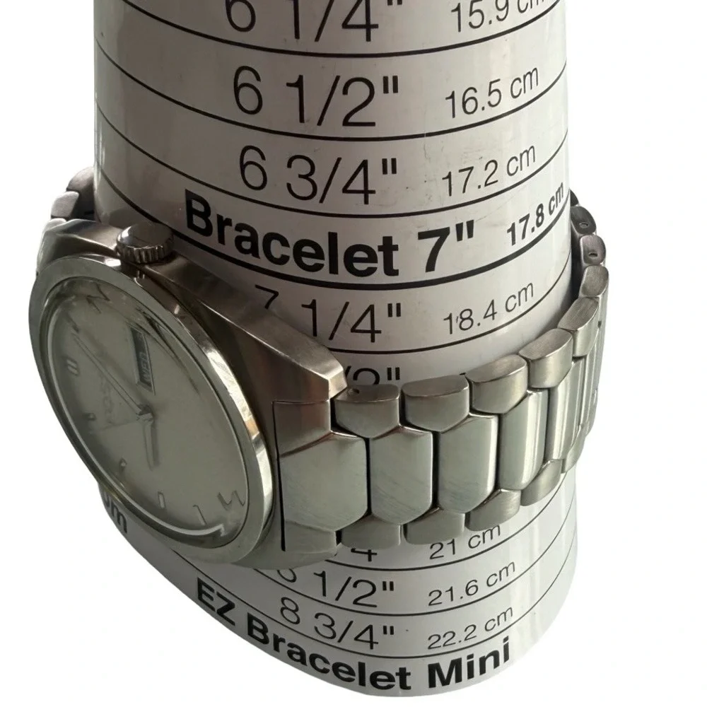 Fossil FS4053 Stainless Steel 40mm Day Date Silver Dial Mens Watch 50M new‎ batt